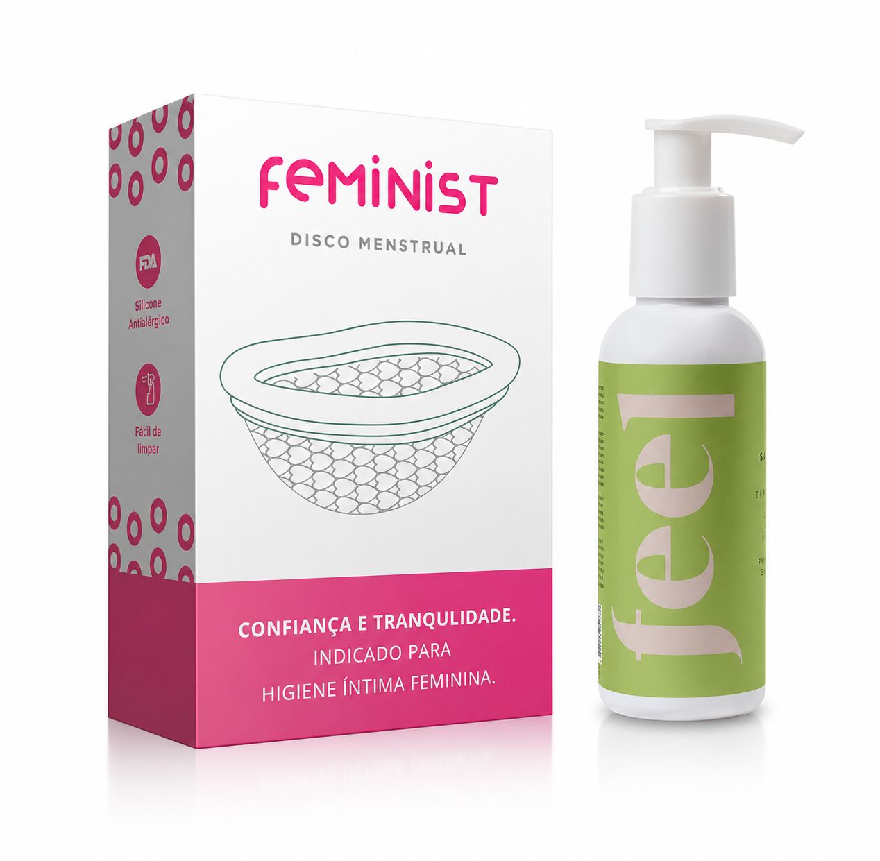 Kit Disco Menstrual 50 ml + Sabonete Íntimo Fresh + Bag Disco