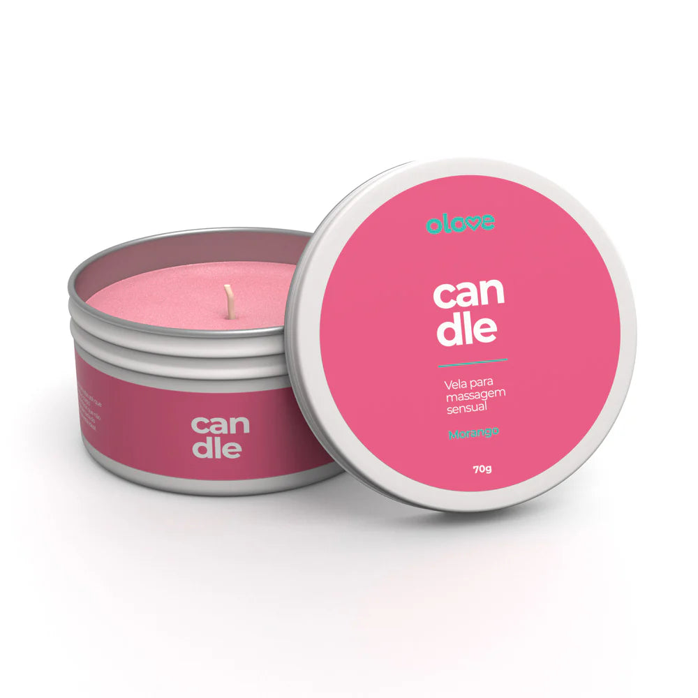 Vela Hidratante Beijável Candle Morango 70 g